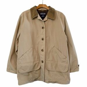 Lands End Womens Flannel Lined Barn Core Field coat Corduroy Collar Size Medium